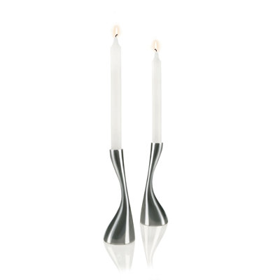 Nuance Curve Stainless Steel and EVA Candlesticks (Set of 2)