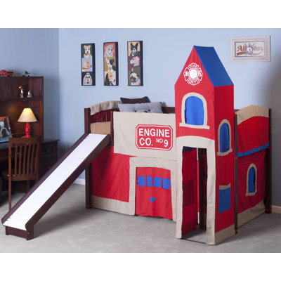 NE Kids School House Twin Firehouse Low Loft Bed