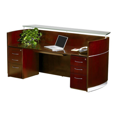 Mayline Group Napoli 87" W Reception Desk with 2 Pedestals