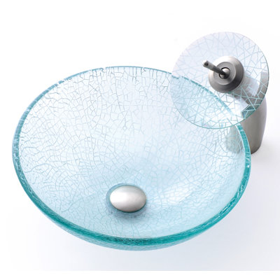 Kraus Broken Glass 16.5" Vessel Sink and Rivera Faucet