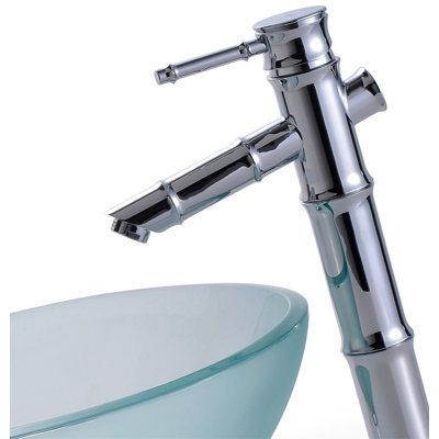Kraus Clear 19mm thick Glass Vessel Sink and Bamboo Faucet