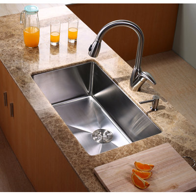 Kraus Undermount 30" Kitchen Sink with Faucet and Soap Dispenser