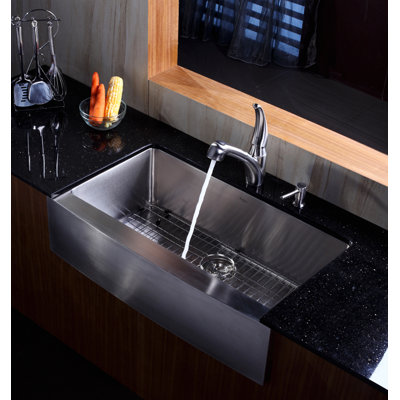 Kraus Farmhouse 36" Kitchen Sink with Faucet and Soap Dispenser