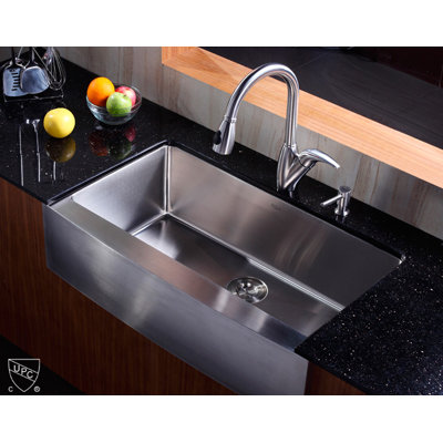 Kraus Farmhouse 36" Kitchen Sink with Faucet and Soap Dispenser