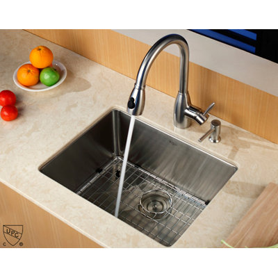Kraus Undermount 32" Single Bowl Kitchen Sink with Faucet and Soap Dispenser
