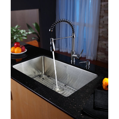 Kraus 30" x 18" Undermount Kitchen Sink with Faucet and Soap Dispenser