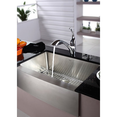 Kraus Farmhouse 30" Kitchen Sink with Faucet and Soap Dispenser