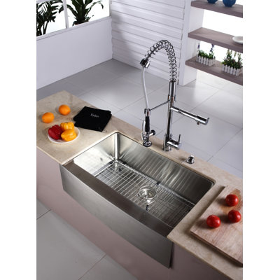 Kraus Farmhouse 33" Kitchen Sink with Faucet and Soap Dispenser