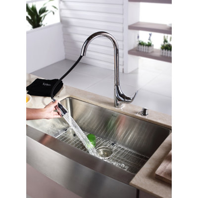 Kraus Farmhouse 33" Single Bowl Kitchen Sink with Faucet and Soap Dispenser