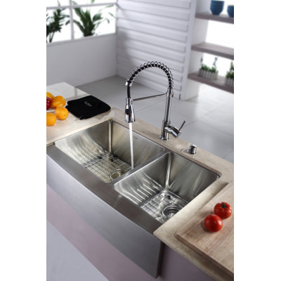 Kraus Farmhouse 33" Kitchen Sink with Faucet and Soap Dispenser