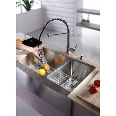 Kraus Farmhouse 33" Kitchen Sink with Faucet and Soap Dispenser