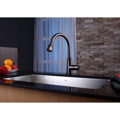 Kraus 32" Undermount Single Bowl Kitchen Sink with 14.9" Faucet and Soap Dispenser