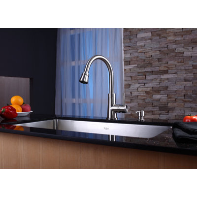 Kraus 32" Undermount Single Bowl Kitchen Sink with 14.9" Faucet and Soap Dispenser
