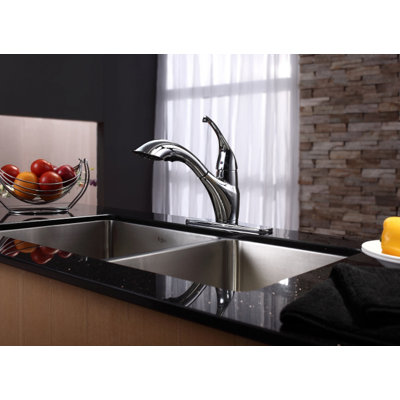 Kraus 33" Undermount 70/30 Double Bowl Kitchen Sink with 11" Faucet and Soap Dispenser