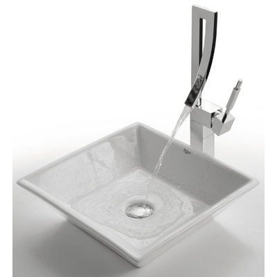 Kraus 16.5" Ceramic Square Vessel Sink in White