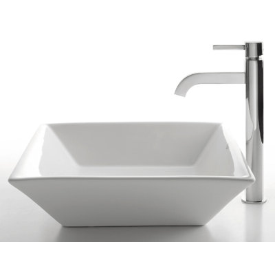 Kraus 16.5" Ceramic Square Vessel Sink in White