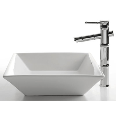 Kraus 16.5" Ceramic Square Vessel Sink in White