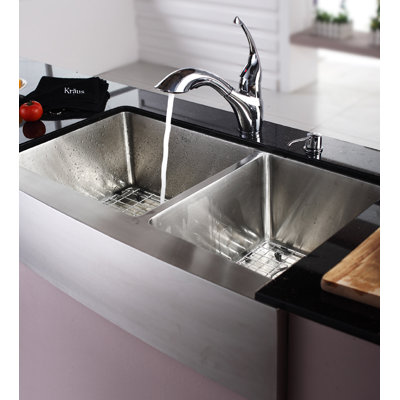 Kraus Farmhouse 36" 70/30 Double Bowl Kitchen Sink