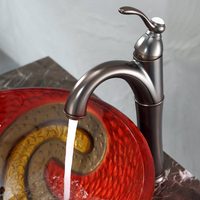 Kraus Copper Snake Glass Vessel Sink and Riviera Faucet