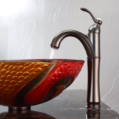 Kraus Copper Snake Glass Vessel Sink and Riviera Faucet