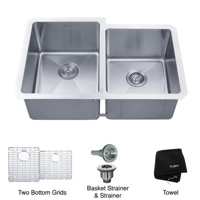 Kraus 32 inch Undermount 50/50 Double Bowl Kitchen Sink