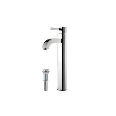 Kraus Ceramic 6" x 15.7" Round Sink in White with Ramus Single Lever Faucet