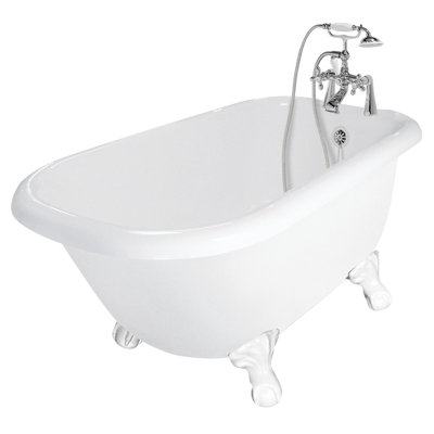 American Bath Factory Jester AcraStone Traditional Bath Tub Faucet Package 1 in White
