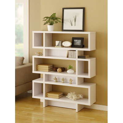 Hokku Designs Celio Three-Tier Bookcase / Display Cabinet in Matte White