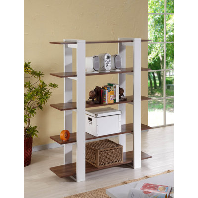 Hokku Designs Ellise Bookcase/Display Stand in Matte Walnut and White