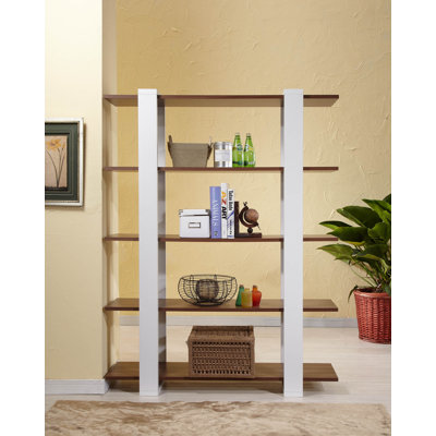 Hokku Designs Ellise Bookcase/Display Stand in Matte Walnut and White
