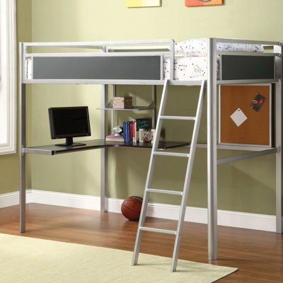 Apollo Twin Loft Bed with Desk and Bookshelves | Wayfair