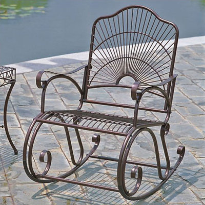 International Caravan Iron Patio Sun Ray Bronze Rocking Chair
