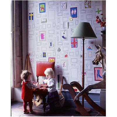 Graham & Brown Label Frames Wallpaper in Black / White