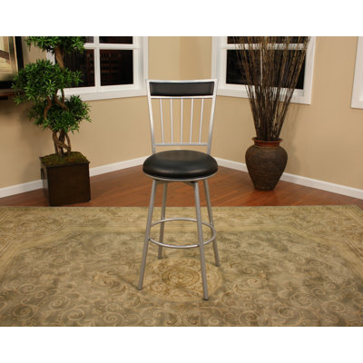 American Heritage Alliance Stool in Silver with Black Vinyl