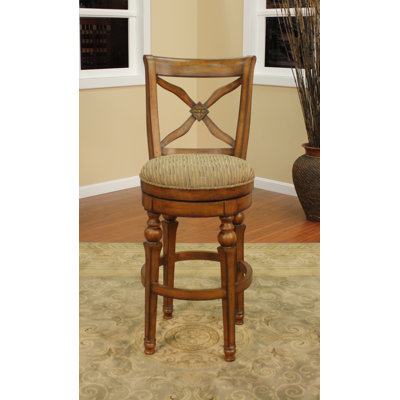 American Heritage Livingston Stool in Sienna with Harvest Fabric