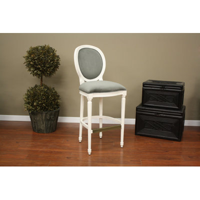 American Heritage Dante Stool in White with Pet Microfiber