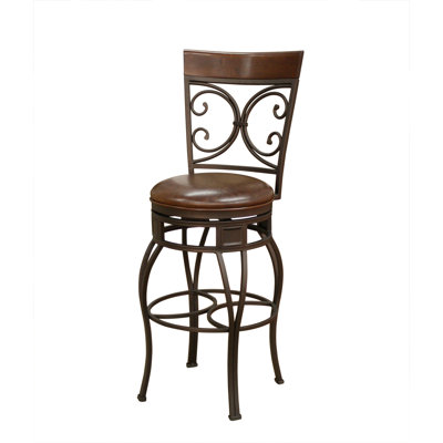 American Heritage Treviso Stool in Pepper with Bourbon Leather