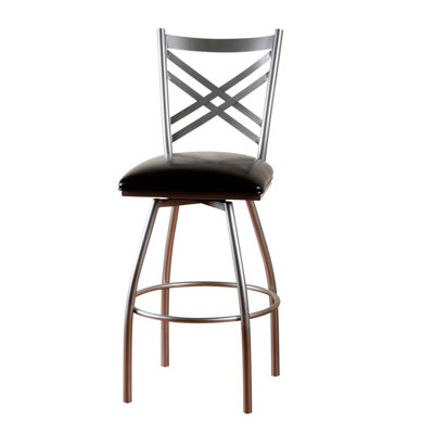 American Heritage Alexander Stool in Silver with Black Leather