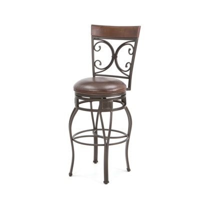 American Heritage Treviso Stool in Pepper with Bourbon Leather