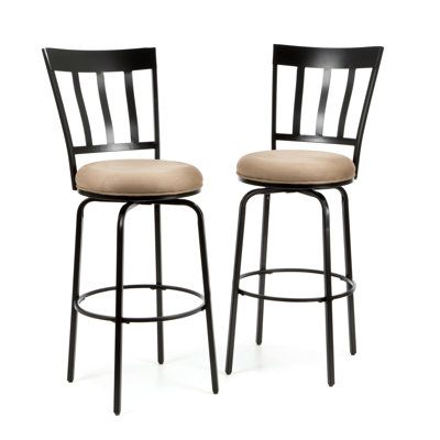 American Heritage Skyline Stool in Black with Coffee Microfiber