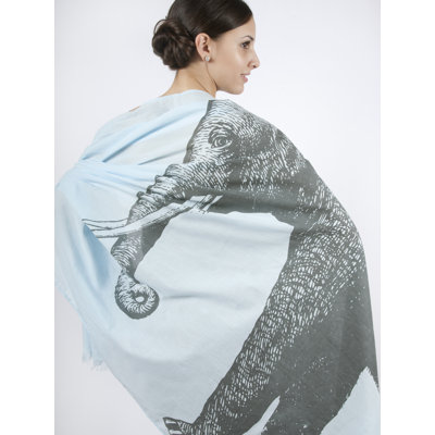 Thomas Paul Elephant Cotton Voile Scarf in Sky