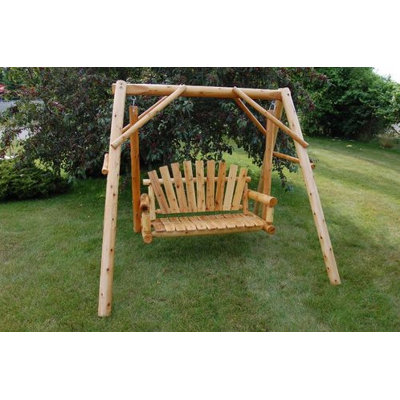 Moon Valley Rustic Lawn Porch Swing with Stand
