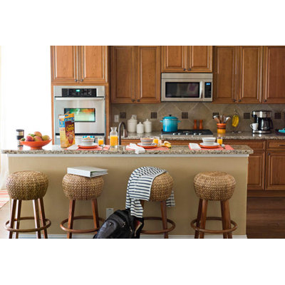 Hospitality Rattan Seagrass Indoor Rattan 30" Stationary Bar Stool in Honey Finish