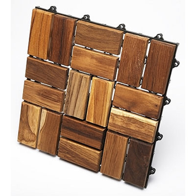 Infinita Corporation Le Click Flex Teak Interlocking Decking Tiles in Oiled Finish (Set of 10)