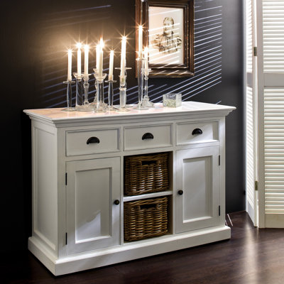 Halifax 3 Drawer Buffet Dresser with 2 Rattan Baskets by Infinita Corporation -image