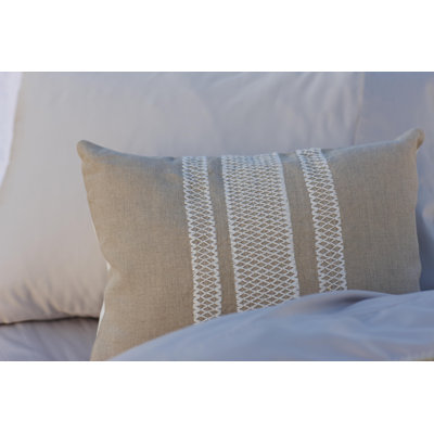 Coyuchi Labyrinth Embroidered Natural Linen Decorative Pillow