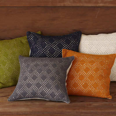Coyuchi Diamond Crochet Linen Decorative Pillow