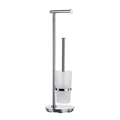 Smedbo Outline Lite Toilet Roll Holder and Brush with Round Base in Polished Stainless Steel