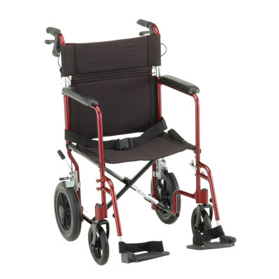 Nova Ortho-Med, Inc. 19" Lightweight Aluminum Transport Chair with Hand Brake and Swing Away Footrest