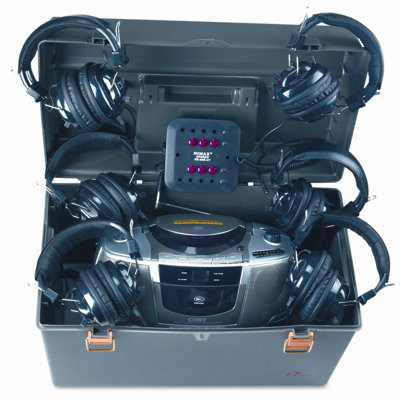 AmpliVox Sound Systems Deluxe CD/Cassette/AM/FM Six-Station Listening Center, Gray                                                                  